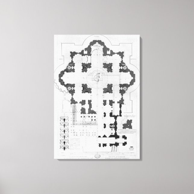 Plan för St. Peter's Basilica Canvastryck (Framsida)