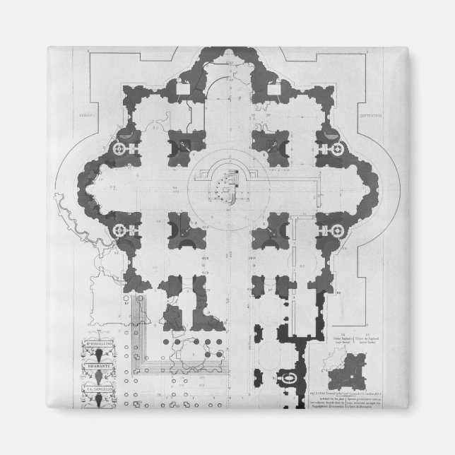Plan för St. Peter's Basilica Magnet (Framsidan)