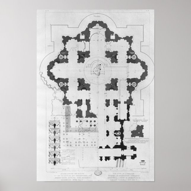 Plan för St. Peter's Basilica Poster (Framsidan)