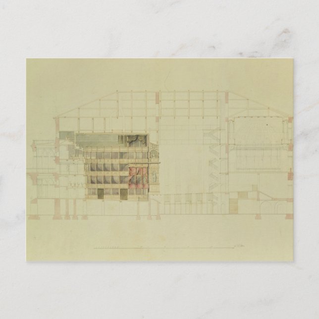 Plan for the Dresden Royal Theater, 1838 Vykort (Framsida)