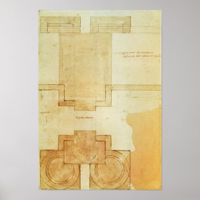 Plan för trumman för kyrkans kupol poster (Framsidan)