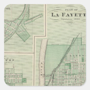 Plan La Fayette med staden Battle Fyrkantigt Klistermärke