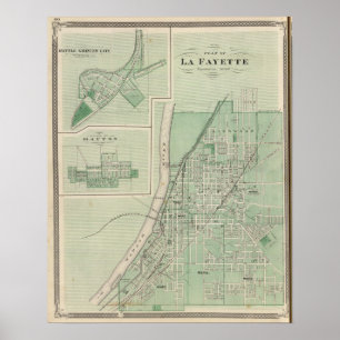 Plan La Fayette med staden Battle Poster