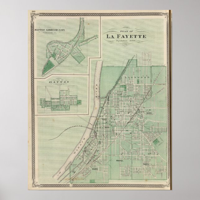 Plan La Fayette med staden Battle Poster (Framsidan)
