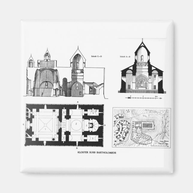 Plan M i Saint Bartholomew i golv och kor Magnet (Framsidan)