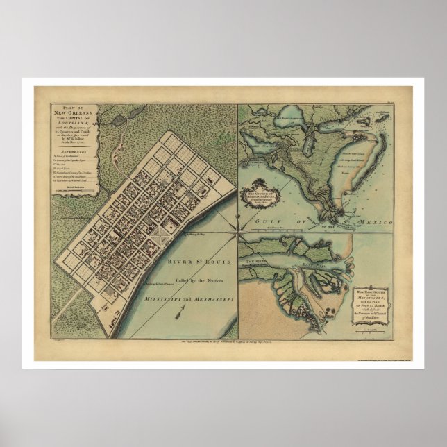 Plan New Orleans Karta 1759 Poster (Framsidan)