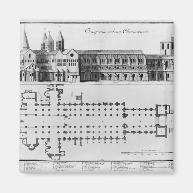 Plan och höjning av Cluny Abbey Magnet (Framsidan)