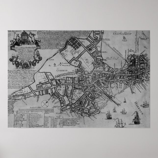 Plan of Boston, New England, 1739 Poster (Framsidan)