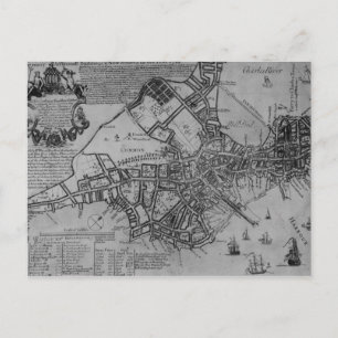 Plan of Boston, New England, 1739 Vykort