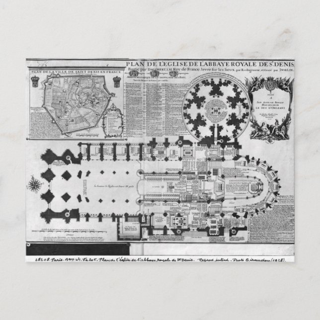 Plan of the Abbey Church of St. Denis, 1705 Vykort (Framsida)