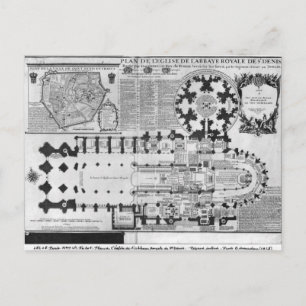 Plan of the Abbey Church of St. Denis, 1705 Vykort