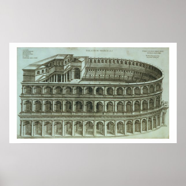 Plan of the Theater of Marcellus, Rom, 1558 (Engr) Poster (Framsidan)