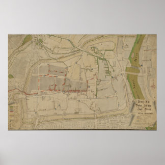 Plan över vattenförsörjningssystemet i Görlitz, 17 Poster