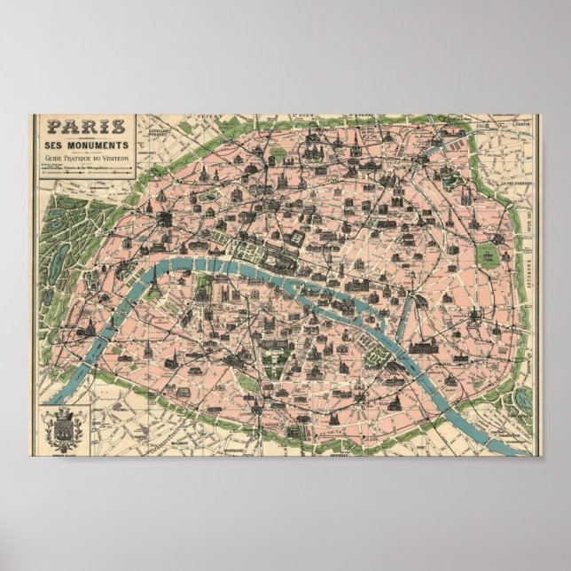 Plan Paris et ses monument Poster (Framsidan)