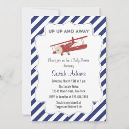 Plan röd baby showerinbjudan för vintage och blått inbjudningar