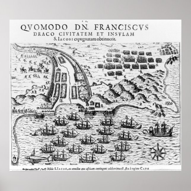 Plan som visar hur Francis Drake stormed Poster (Framsidan)