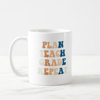 Plan Teach Klass Repeat Funny Teacher-citat Kaffemugg