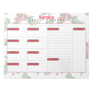 Plananner jul Holly Weekly Anteckningsblock