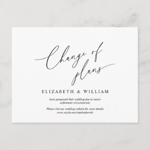 Planbyte, uppskjutande av bröllopsinbjudan vykort