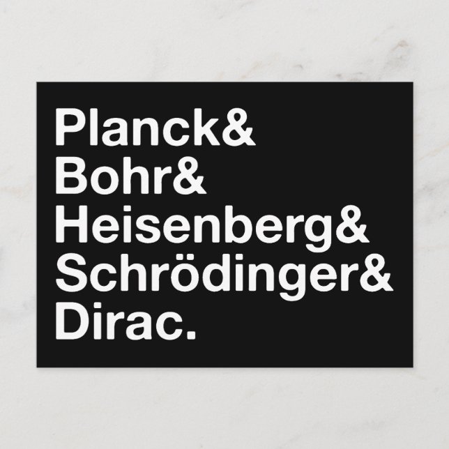 Planck & Bohr & Heisenberg & Schrödinger & Dirac Vykort (Framsida)