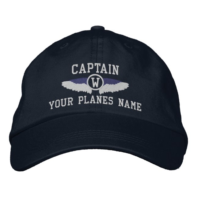 Plane Captain or pilots wings monogrammed Broderad Keps (Framsida)