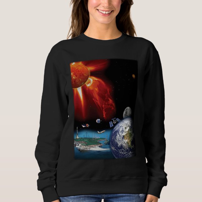 Plane  Planet  Outer Space Solar System T Shirt (Framsida)