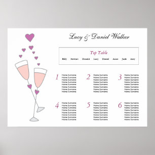 Planen Champagne Toast Bröllop Seating Bord Poster