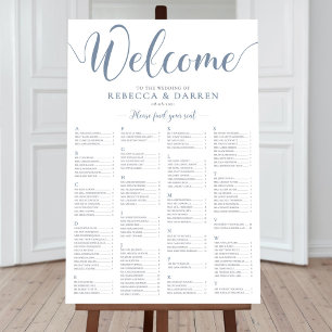 Planen Dusty Blue Seating Chart Alphabetical Bord Poster