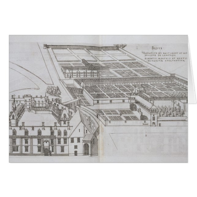 Planen för de skyddade trädgårdarna och Chateau de Hälsningskort (Framsidan Horizontal)