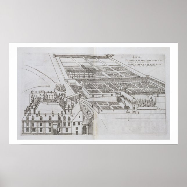 Planen för de skyddade trädgårdarna och Chateau de Poster (Framsidan)
