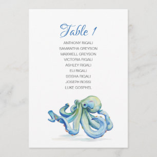 Planen för havsfärg Octopus Bröllop och Bord Inbjudningar