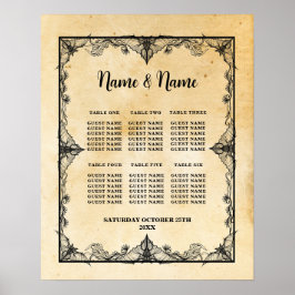 Planen för sittplatser i Gothic Ram Bröllop Hallow Poster