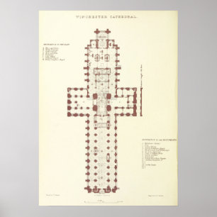 Planen för Winchester-katedralen Poster