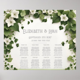 Planen och inbjudan till elegant Ivy Bröllop Bord Poster