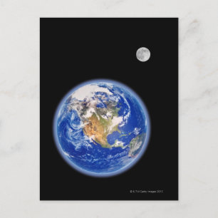 Planer Earth och Måne Vykort