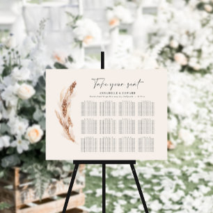 Planer för säten i Rustic pampas, botaniska bröllo Poster