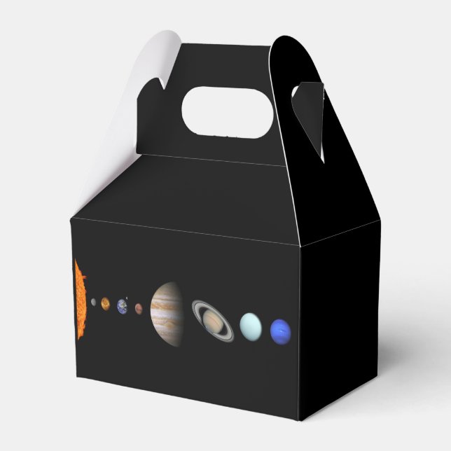 PLANER FÖR SOLAR SYSTEM Gable Favor Box Presentaskar (Baksidan Sidan)