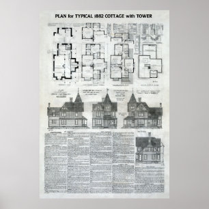 PLANER och SPECS för TYPICAL 1882 VICTORIAN HOME Poster