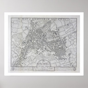 Planera av Birmingham, 1731 som publiceras 1789 Poster