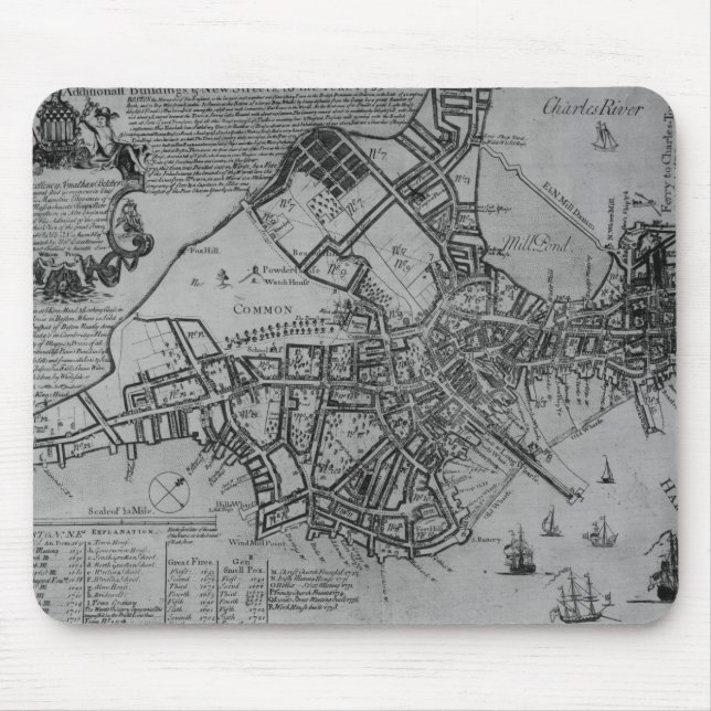 Planera av Boston, New England, 1739 Musmatta (Framsidan)