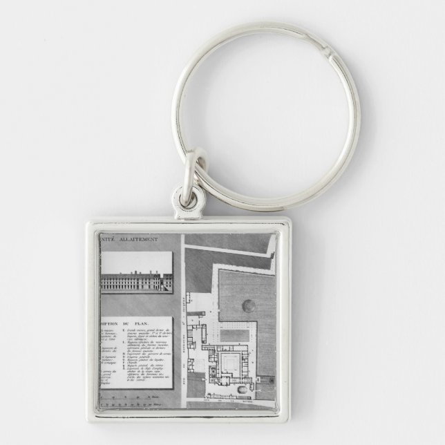 Planera av den Maternite Port-Royalet Fyrkantig Silverfärgad Nyckelring (Framsidan)