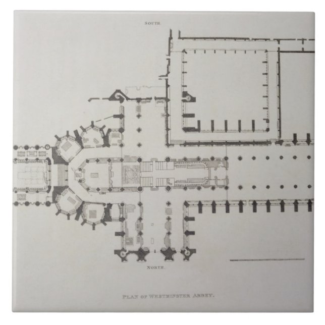 Planera av den Westminster abbeyen, plätera 1 från Kakelplatta (Framsidan)