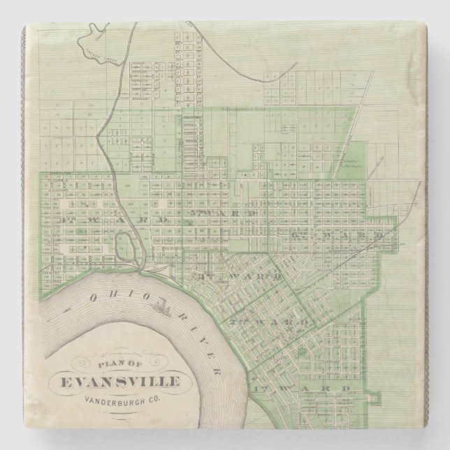 Planera av Evansville, Vanderburgh Co Underlägg Sten (Framsidan)