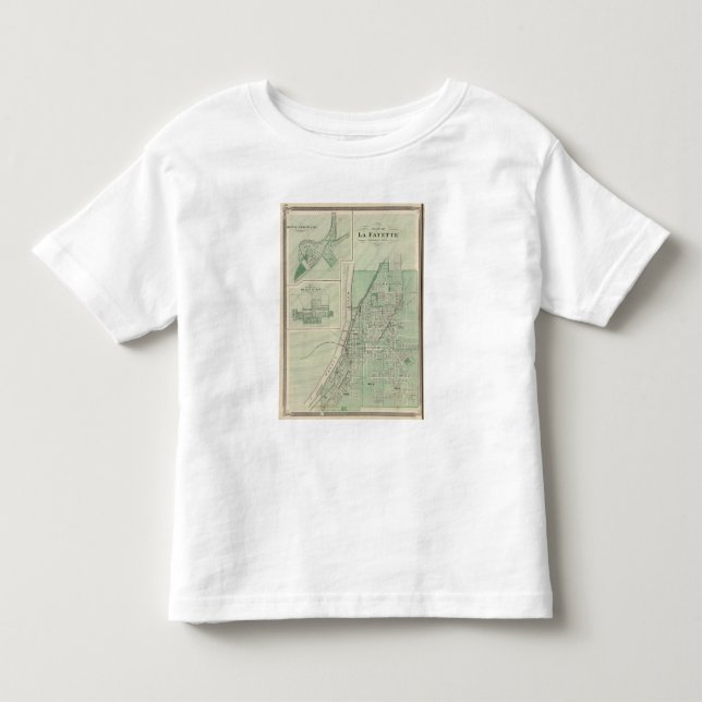 Planera av La Fayette med striden malde staden Tee Shirt (Framsida)
