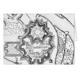 Planera av Mannheim, Tysklandet 1690 Hälsningskort