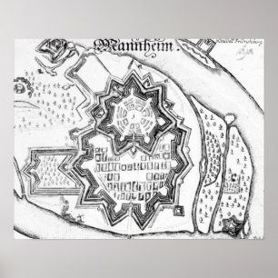 Planera av Mannheim, Tysklandet 1690 Poster