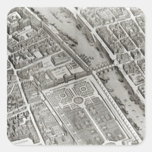 Planera av Paris, bekant, som 'planera de Turgot' Fyrkantigt Klistermärke