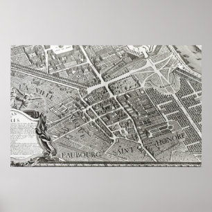 Planera av Paris, bekant, som 'planera de Turgot' Poster