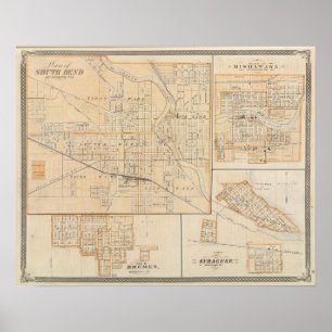 Planera av South Bend med Mishawaka Poster