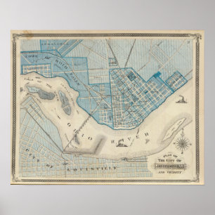 Planera av staden av Jeffersonville och vicinityen Poster